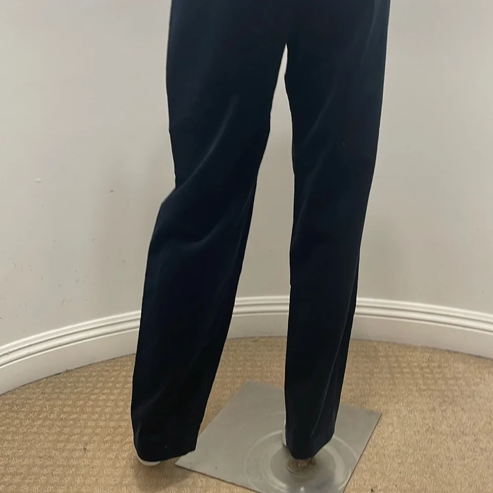 A.L.C. Pleated Tori Corduroy Straight Leg High Rise Pants Navy blue